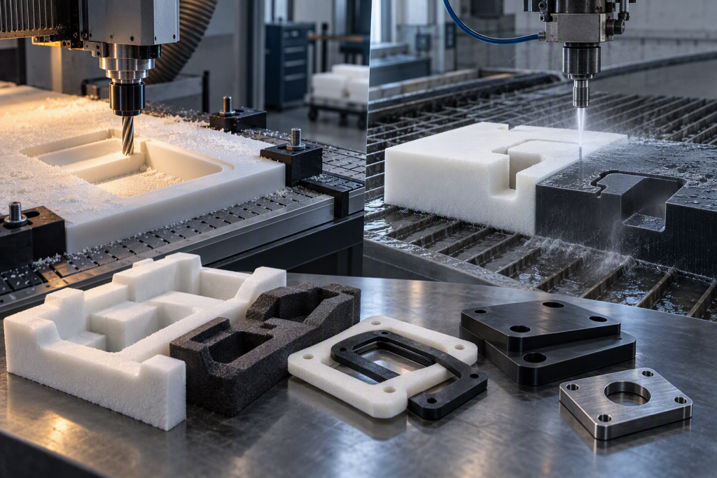 Waterjet vs CNC Routing for Foam and Plastic Parts